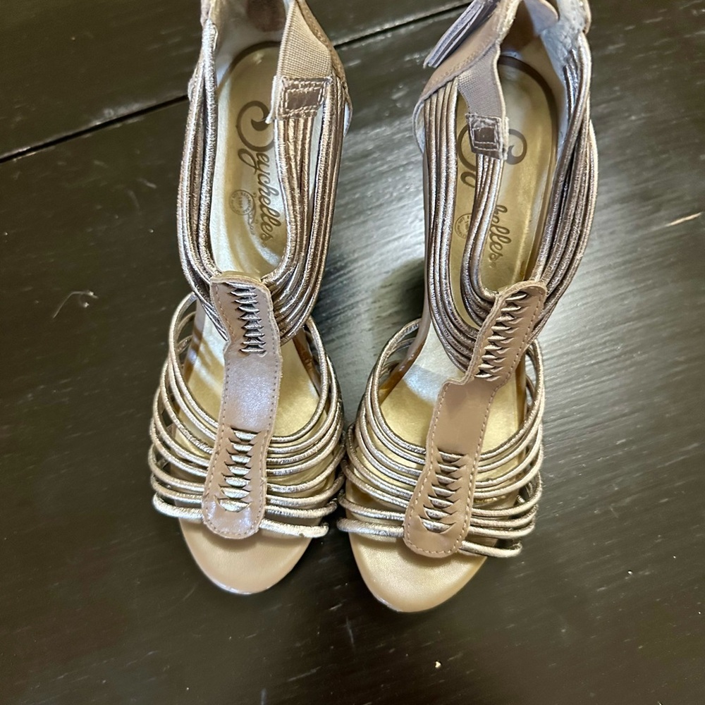 Seychelles Silver Strappy Heels